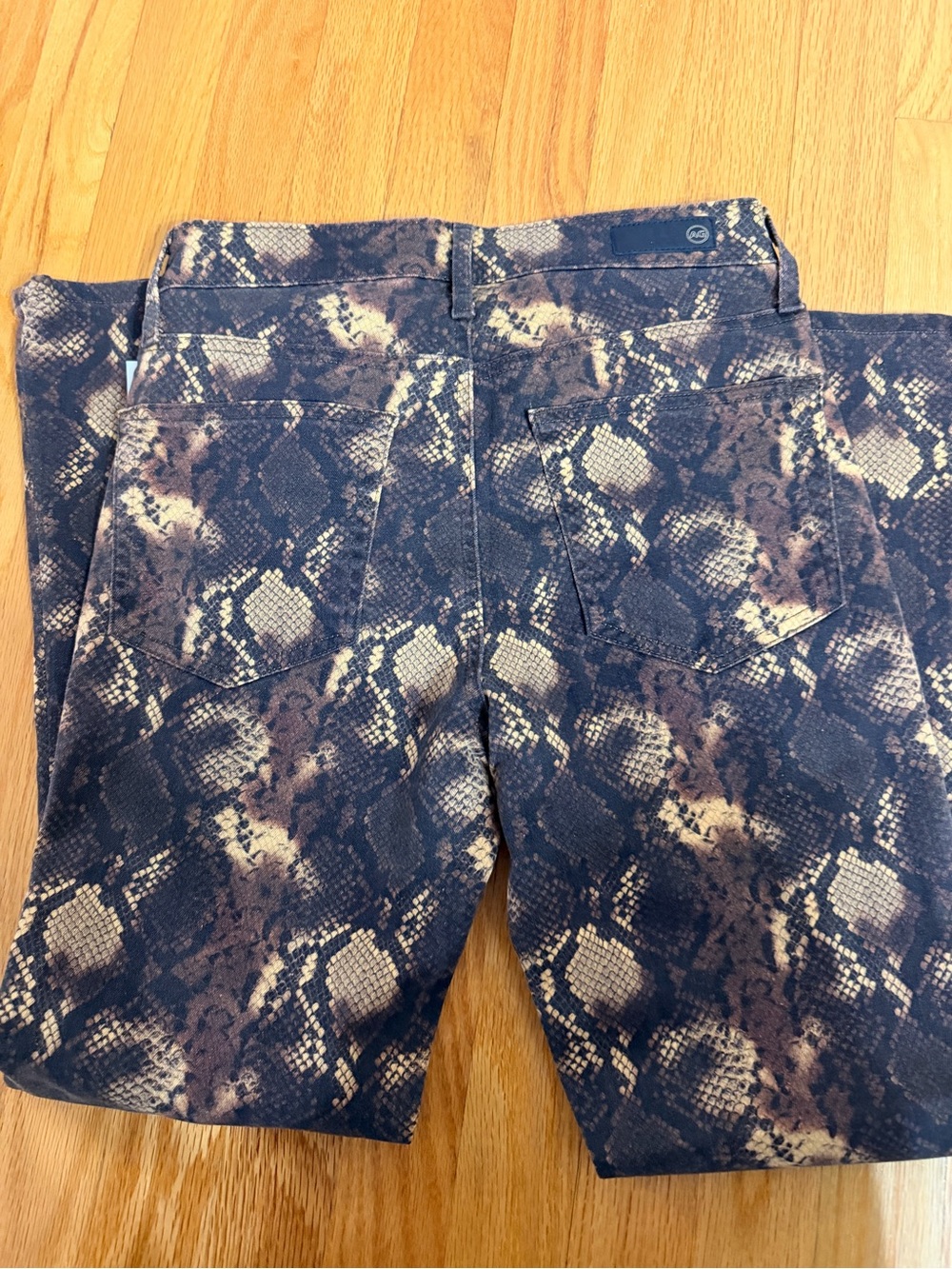 Ag Adriano Goldschmied Brown & Black Snake-Effect Jeans - Picture 6 of 6